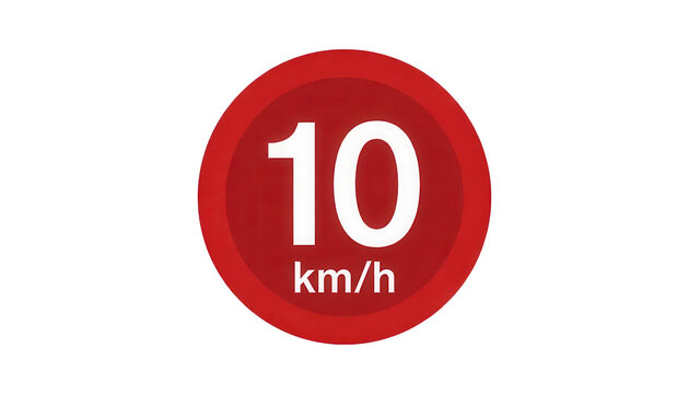 Red Circular Speed Limit 10 Km/h Sign Transparent Background