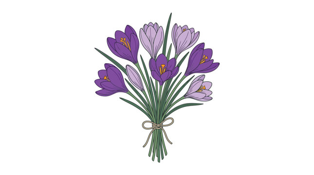 Bouquet of purple crocus flowers