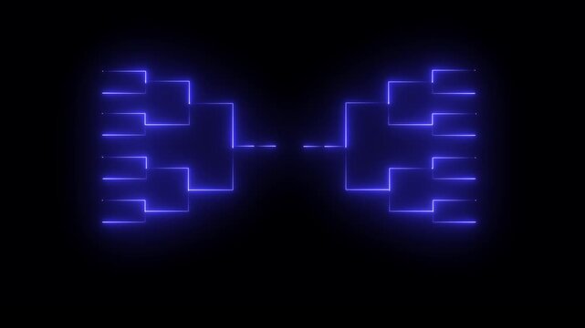 Neon blue tournament bracket for sports competition and esports events
