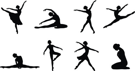 Ballet Dancer Silhouette Collection with Elegant Dance Poses, Leaps, and Classical Performance Movements © Mokshad Ali