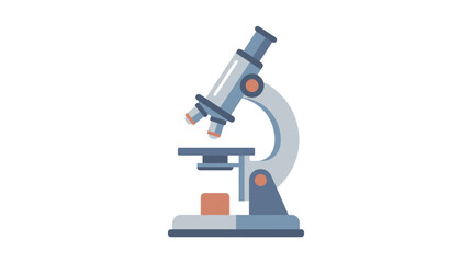 Microscope stands isolated to represent scientific research and laboratory experimentation. © yanto