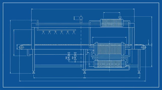 Engineering schematic blueprint vector technical diagram lines.