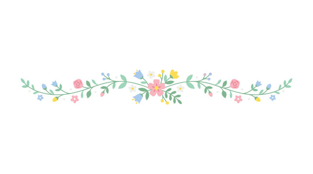 Colorful floral border with pink roses and leaves