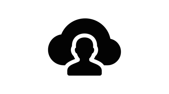 Minimalist cloud computing user profile silhouette icon for digital identity management systems