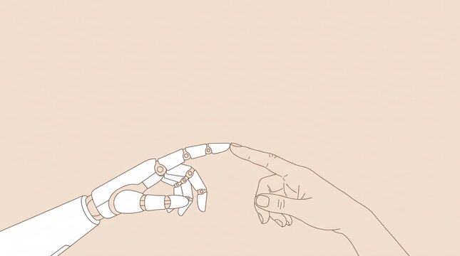 Human Touch Meeting Robot Hand in Artistic Representation of Technology and Emotion