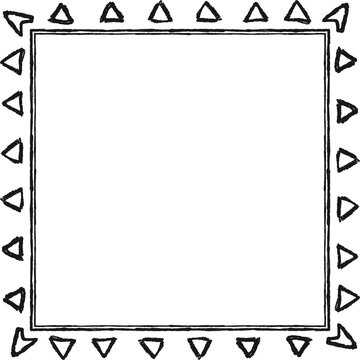 Hand drawn square frame with white triangles. Square border made with white triangles from hand-drawn sketches to give your vector designs a "handmade" touch.