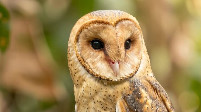 golden masked owl close up in queensland australia rainforest morning light video