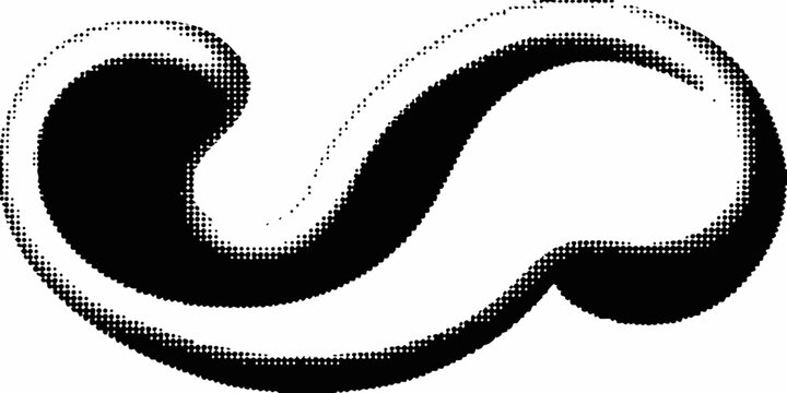 Halftone dot pattern forming a cursive l shape black and white