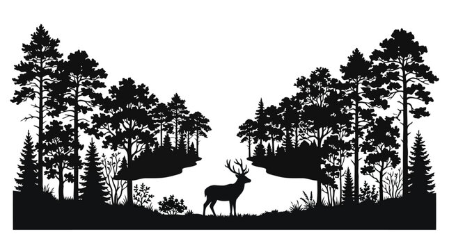 Deer standing in a forest with trees