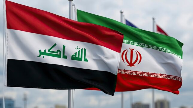 Celebrating international friendship day flags of iraq and iran waving in unity