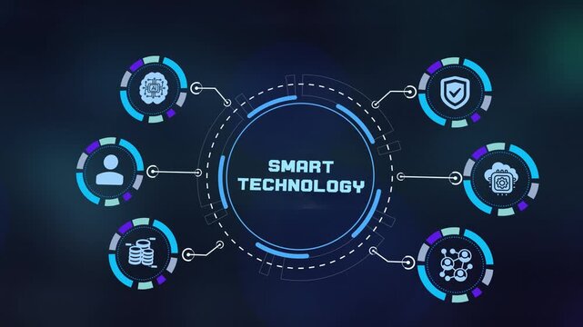 Smart technology concept with futuristic interface and glowing digital icons