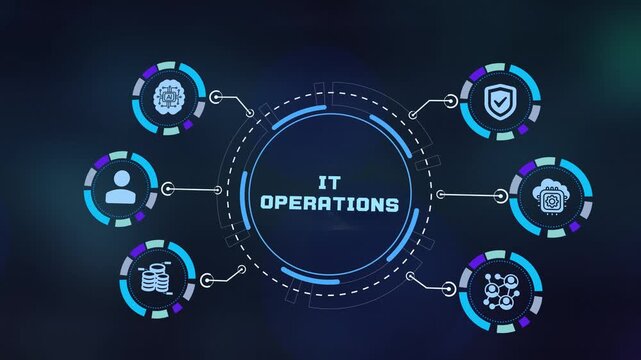 IT operations and infrastructure management icon network on tech background