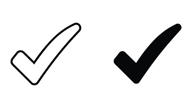Check mark icon set vector illustration of a tick symbol simple flat design for web and mobile applications, user interface, and task completion