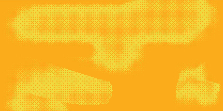 Yellow orange bitmap pixel texture. Dotted dither gradient pattern background. 8 bit halftone faded pop art gradation wallpaper. Vanishing raster video arcade game backdrop vector art