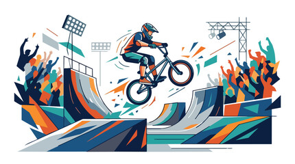 Obraz premium Professional BMX rider performing an impressive air trick on a stunt bike.
