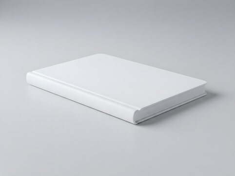 Blank white notebook mockup on light gray background for design presentation
