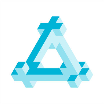 Blue isometric Penrose triangle with cross junctions
