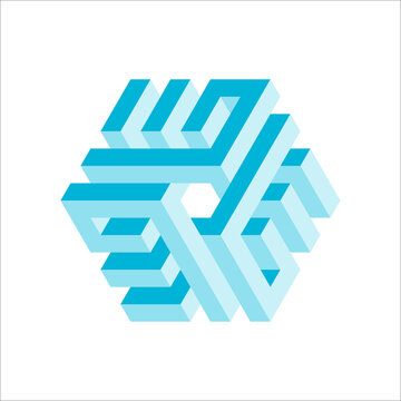 Isometric Blue Impossible Geometric Shape