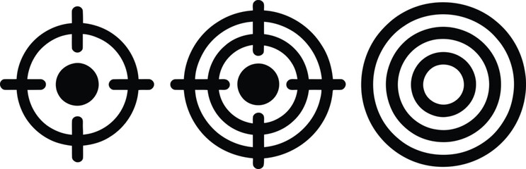 Three shooting target icons with crosshair and bullseye designs © Tusher