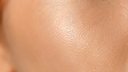 Fototapeta premium Macro Close-up of Healthy Hydrated Skin Texture with Natural Glow
