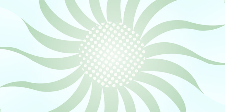 Abstract Green Radial Leaf Pattern Background with Dotted Circle Center and Soft Gradient Vector Illustration.
