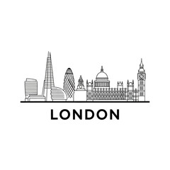 Obraz premium London Skyline Outline: Iconic Buildings, Landmark Silhouette