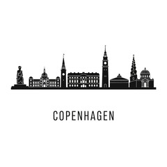 Obraz premium Copenhagen skyline silhouette illustration, city architecture cityscape