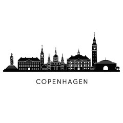 Obraz premium Copenhagen skyline vector illustration, minimalist city silhouette design