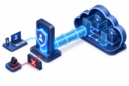 Zero Trust Architecture Isometric Cybersecurity Illustration