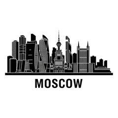 Obraz premium Moscow skyline silhouette, black and white icon illustration.