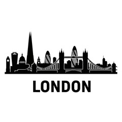 Obraz premium London Skyline Silhouette: Iconic Cityscape Black and White