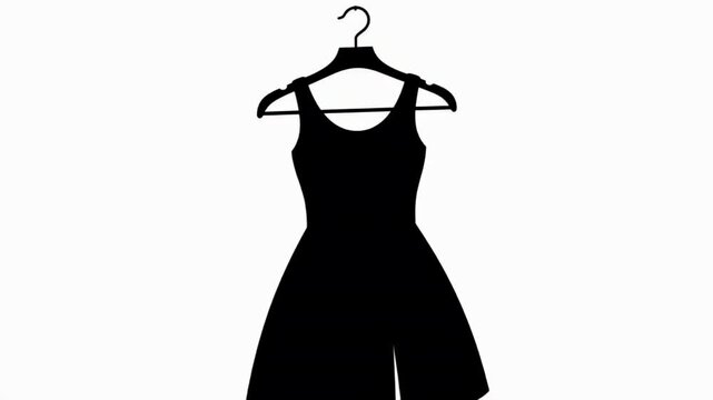 Black silhouette of a sleeveless dress on a hanger, simple clothing item, fashion element