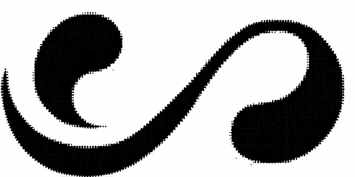 Halftone dot pattern forming a cursive l shape on a white background