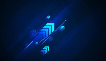 Modern Light blue Arrows rise across a futuristic background, illustrating growth, upward progress, and increasing financial performance. Perfect for Finance, business © Paradox-D