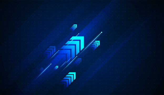 Modern Light blue Arrows rise across a futuristic background, illustrating growth, upward progress, and increasing financial performance. Perfect for Finance, business