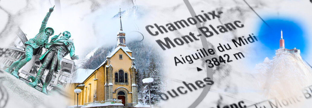 Collage with Chamonix, France landmark photos