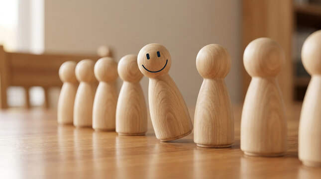 Happy and enjoy Stand out from the crowd and different creative idea concepts, Hierarchy, power,One different on better, higher level. Individuality. Unique. Management and leadership concept..