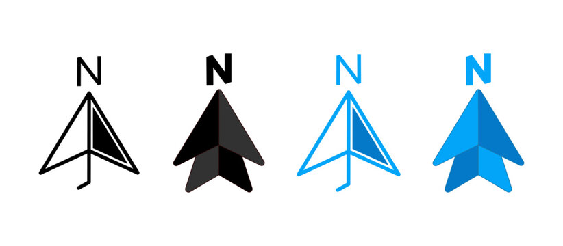 north compass arrow icon set map navigation indicator