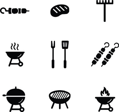 Black and white line collection of various and symbols line symbols arrows tools abstract