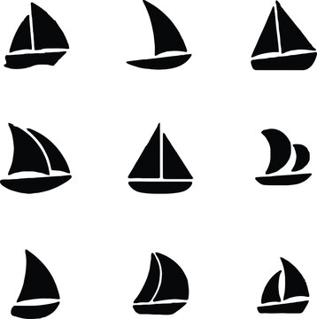 Black silhouette of various hats and caps  headwear