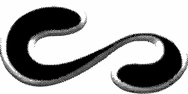 Halftone dot pattern forming a cursive l shape on a white background