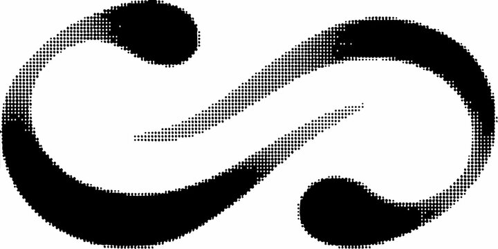 Halftone dot pattern forming a cursive l shape on a white background