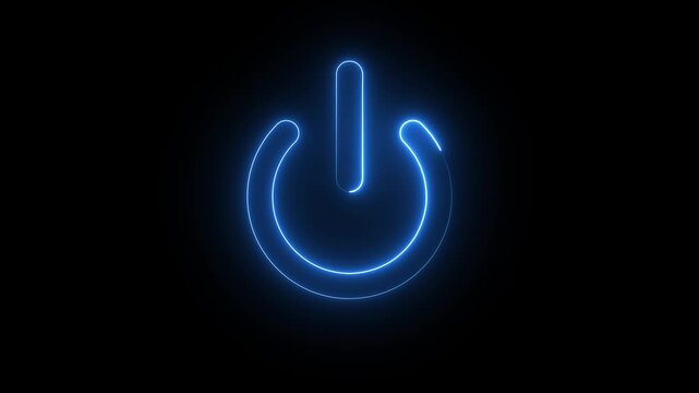 Power batton icon animation on black background. Animated of power baton on off concept 4k motion video animation.