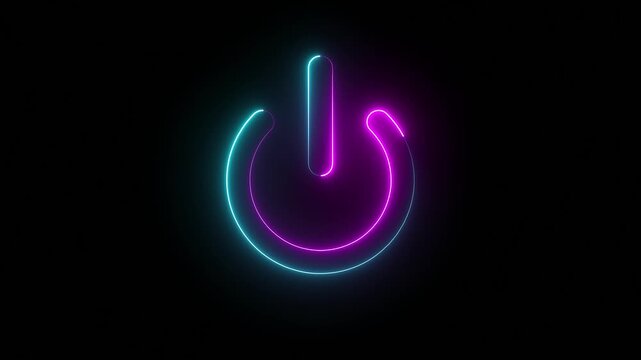 Power batton icon animation on black background. Animated of power baton on off concept 4k motion video animation.
