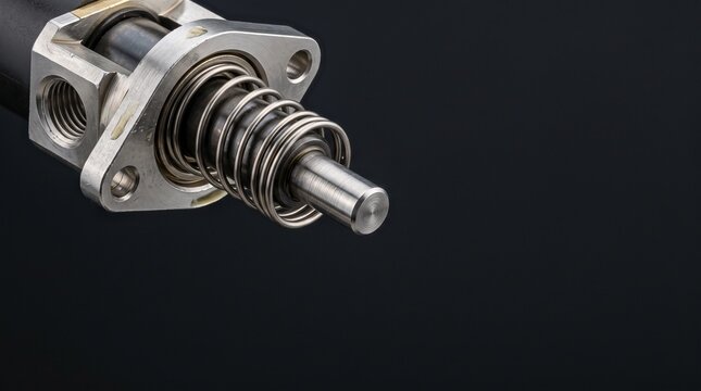 Creative Metal mechanical part, industrial component, silver machinery element, close-up 2k