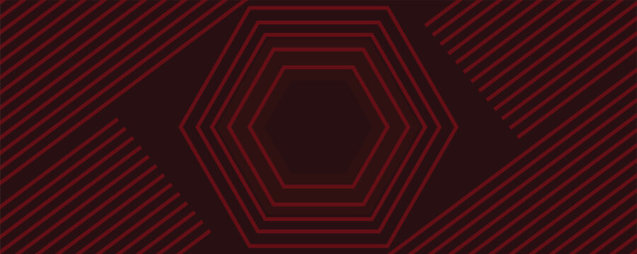 red glow hexagon tunnel loop. Seamless 4K animation. Abstract motion screen background with animated loop box. Glowing neon frames with bright colors on a black background. 3D rendering