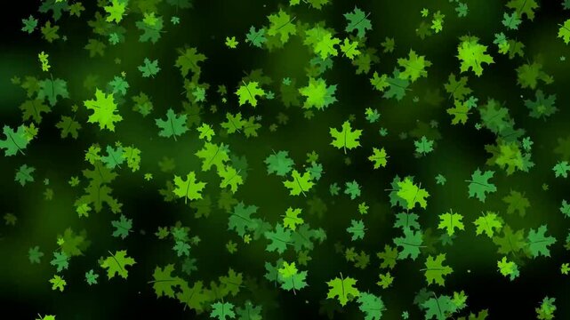 Animated visual video featuring abstract green shamrock or clover leaf patterns 
