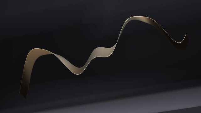 Abstract golden wave on dark background. 3d rendering