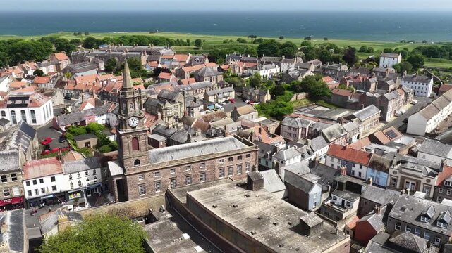 Aerial view of Berwick Old Town, Berwick-upon-Tweed, United Kingdom