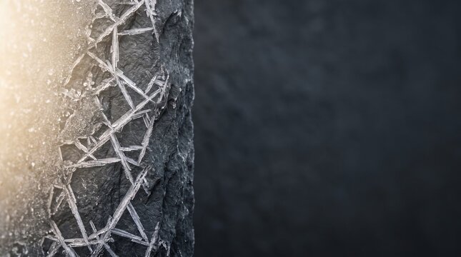 Creative Close-up of icy, frosty, rugged tire tread, winter road safety 2k